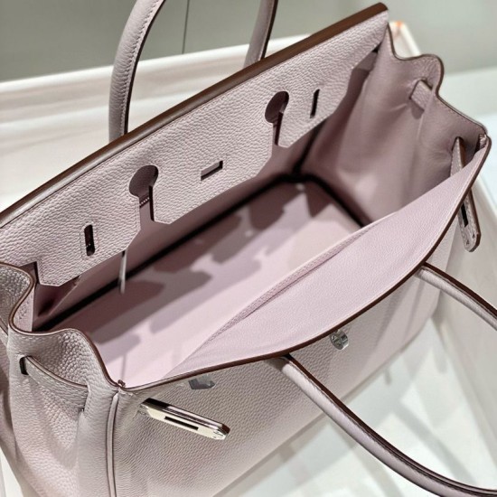 Special Grade Replica Hermes Birkin 25cm/30cm Pink Clemence Bag with Silver Hardware Clone Sale