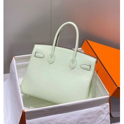 Special Grade Replica Hermes Birkin 25cm/30cm Light Green Clemence Bag with Silver Hardware Clone Sale