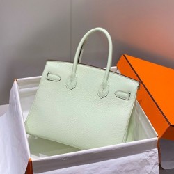 Special Grade Replica Hermes Birkin 25cm/30cm Light Green Clemence Bag with Silver Hardware Clone Sale