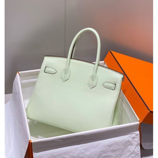 Special Grade Replica Hermes Birkin 25cm/30cm Light Green Clemence Bag with Silver Hardware Clone Sale