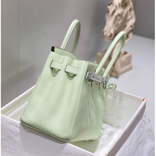Special Grade Replica Hermes Birkin 25cm/30cm Light Green Clemence Bag with Silver Hardware Clone Sale