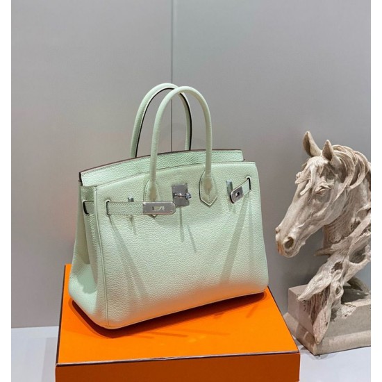 Special Grade Replica Hermes Birkin 25cm/30cm Light Green Clemence Bag with Silver Hardware Clone Sale