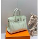 Special Grade Replica Hermes Birkin 25cm/30cm Light Green Clemence Bag with Silver Hardware Clone Sale