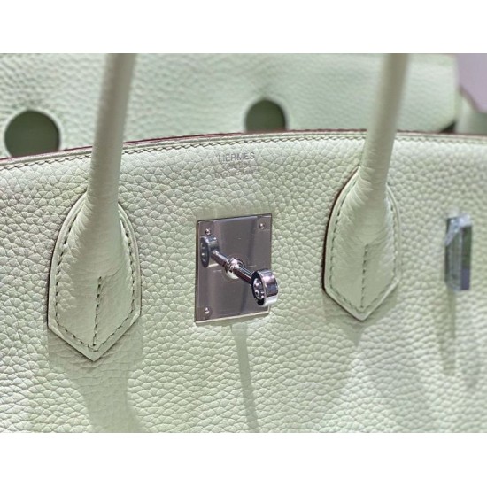 Special Grade Replica Hermes Birkin 25cm/30cm Light Green Clemence Bag with Silver Hardware Clone Sale