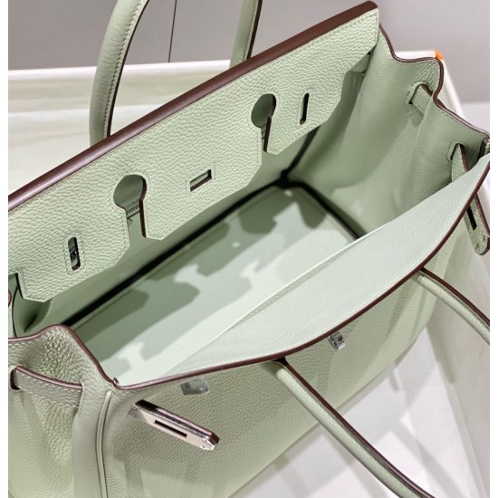 Special Grade Replica Hermes Birkin 25cm/30cm Light Green Clemence Bag with Silver Hardware Clone Sale