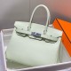 Special Grade Replica Hermes Birkin 25cm/30cm Light Green Clemence Bag with Silver Hardware Clone Sale
