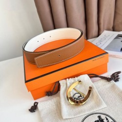 Special Grade Replica Hermes Luck 38MM Reversible Belt with Gold Epsom Buckle Clone Sale