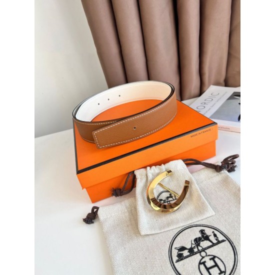 Special Grade Replica Hermes Luck 38MM Reversible Belt with Gold Epsom Buckle Clone Sale