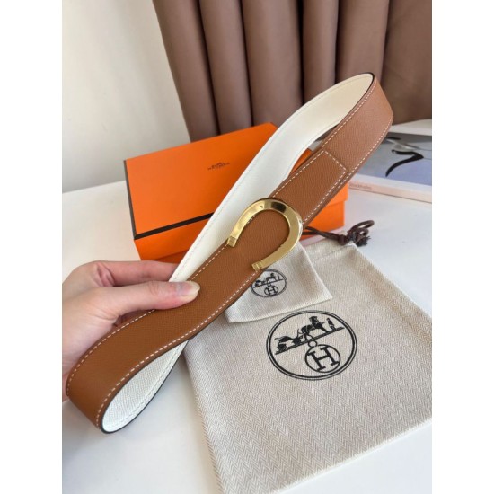 Special Grade Replica Hermes Luck 38MM Reversible Belt with Gold Epsom Buckle Clone Sale