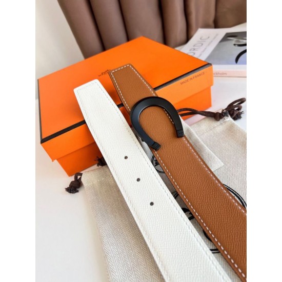 Special Grade Replica Hermes Luck 38MM Reversible Belt with Black Epsom Buckle Clone Sale