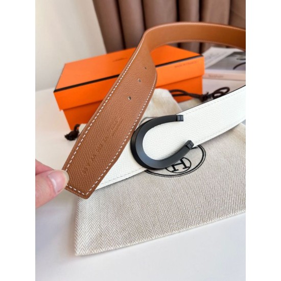 Special Grade Replica Hermes Luck 38MM Reversible Belt with Black Epsom Buckle Clone Sale