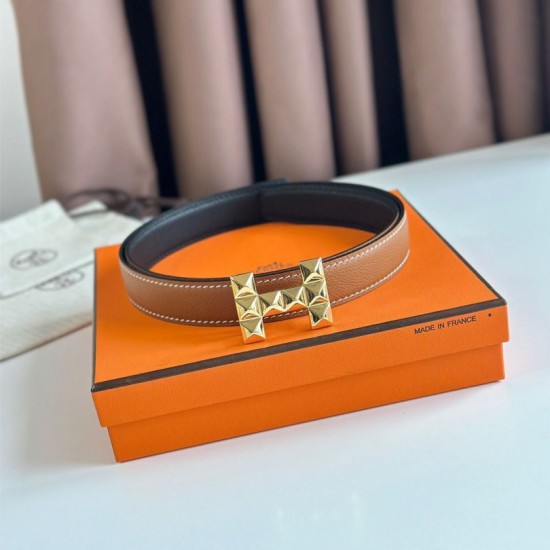Special Grade Replica Hermes H Medor 24MM Reversible Belt in Epsom Brown Clone Sale