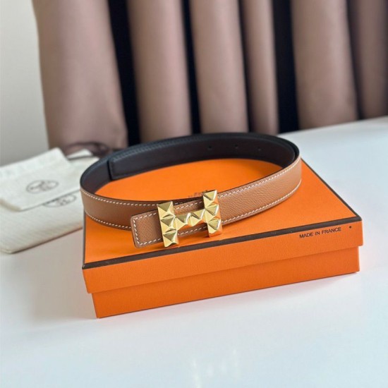Special Grade Replica Hermes H Medor 24MM Reversible Belt in Epsom Brown Clone Sale