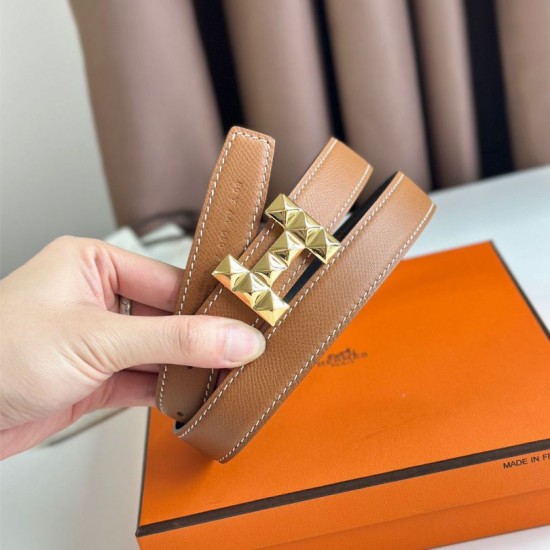 Special Grade Replica Hermes H Medor 24MM Reversible Belt in Epsom Brown Clone Sale