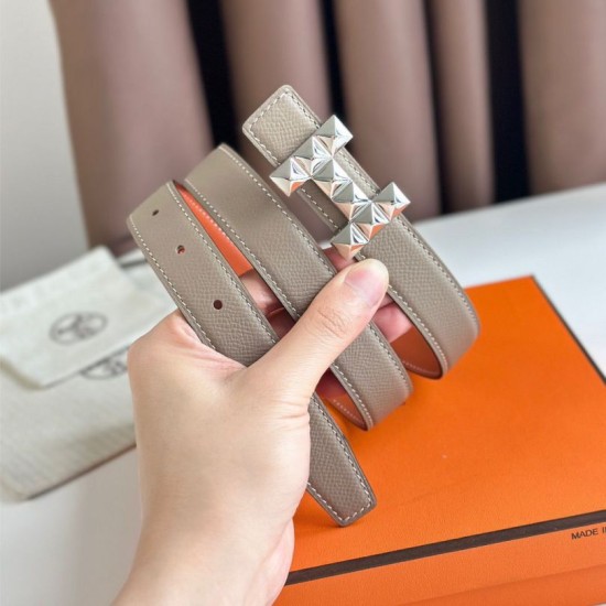 Special Grade Replica Hermes H Medor 24MM Reversible Belt in Epsom Gray Clone Sale