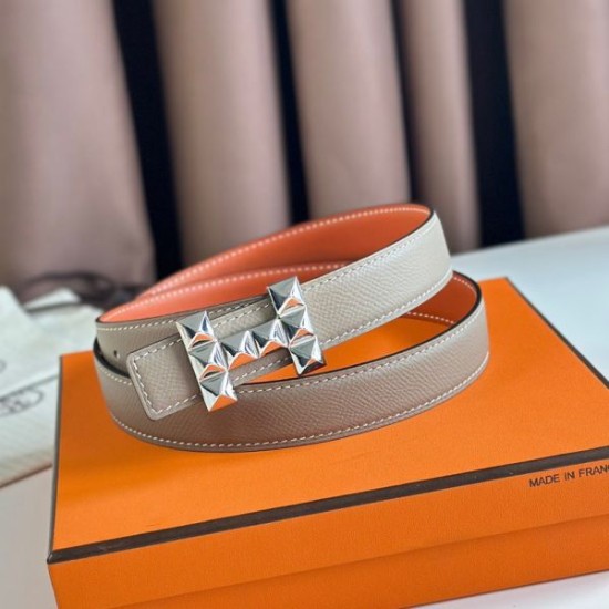 Special Grade Replica Hermes H Medor 24MM Reversible Belt in Epsom Gray Clone Sale