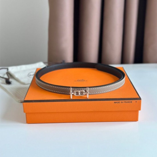 Special Grade Replica Hermes Ancre 13MM Reversible Belt in Epsom Gray Clone Sale