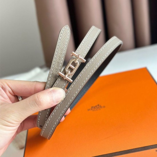 Special Grade Replica Hermes Ancre 13MM Reversible Belt in Epsom Gray Clone Sale