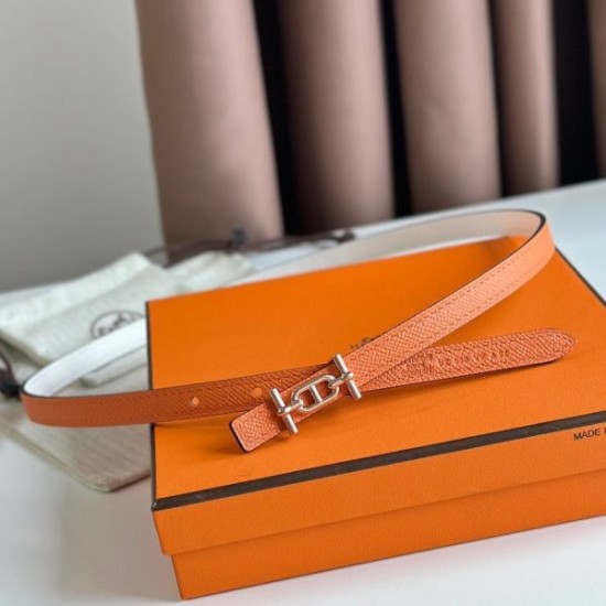 Special Grade Replica Hermes Ancre 13MM Reversible Belt in Epsom Orange Clone Sale