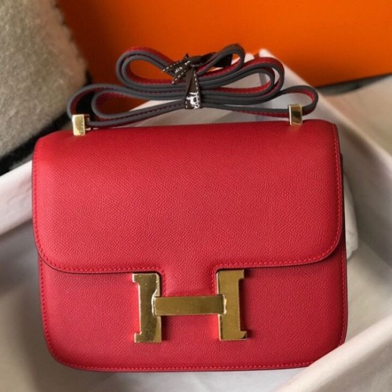 Special Grade Replica Hermes Constance MM 24cm Red Epsom Bag Clone Sale