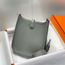 Special Grade Replica Hermes Evelyne III TPM gray clemence bag Clemence Clone Sale
