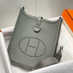 Special Grade Replica Hermes Evelyne III TPM gray clemence bag Clemence Clone Sale