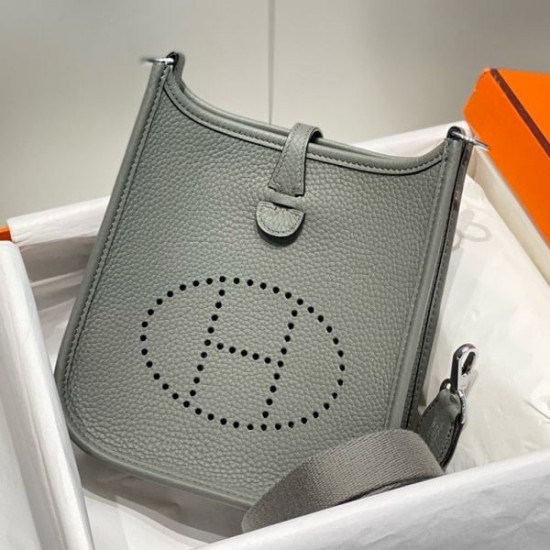 Special Grade Replica Hermes Evelyne III TPM gray clemence bag Clemence Clone Sale
