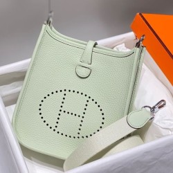 Special Grade Replica Hermes Evelyne III TPM Green Clemence Bag Clone Sale
