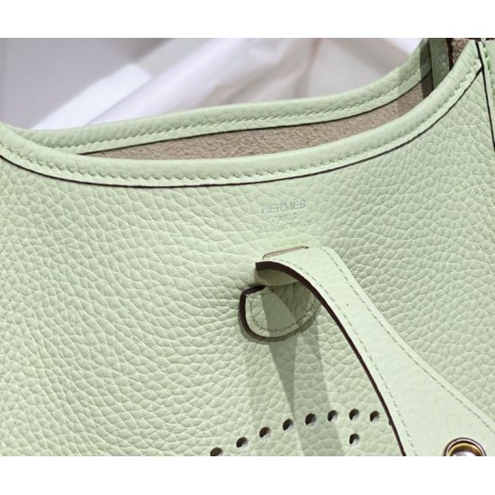 Special Grade Replica Hermes Evelyne III TPM Green Clemence Bag Clone Sale