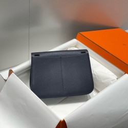 Special Grade Replica Hermes Halzan 25 dark blue clemence bag Clone Sale