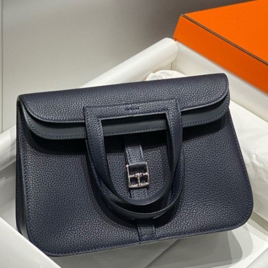 Best Replica Hermes Halzan 25 dark blue clemence bag Fake At Cheap Price Special Grade Replica Hermes Halzan 25 dark blue clemence bag Clone Sale