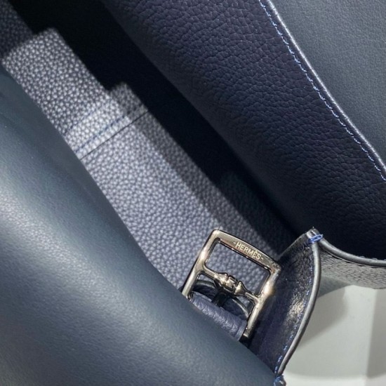 Best Replica Hermes Halzan 25 dark blue clemence bag Fake At Cheap Price Special Grade Replica Hermes Halzan 25 dark blue clemence bag Clone Sale