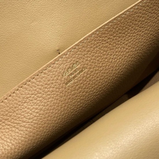 Special Grade Replica Hermes Halzan 25 dark camel clemence bag Clone Sale