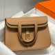 Special Grade Replica Hermes Halzan 25 dark camel clemence bag Clone Sale