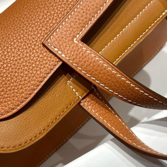 Special Grade Replica Hermes Halzan 25 brown clemence bag Clone Sale