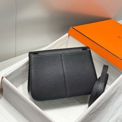 Special Grade Replica Hermes Halzan 25 black clemence bag Clone Sale