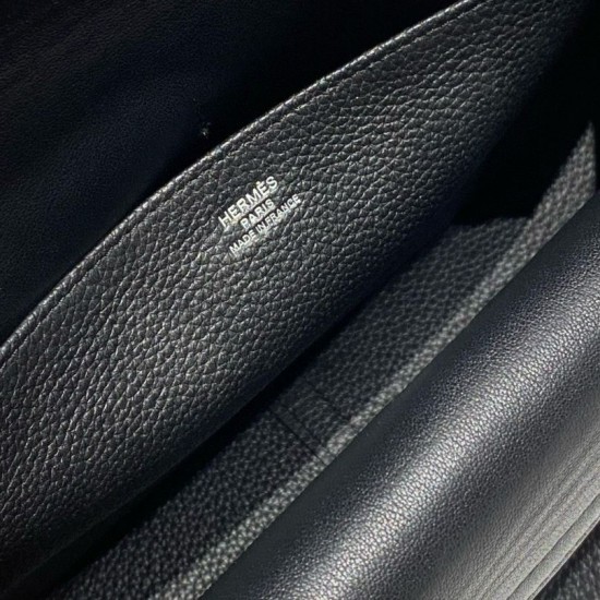 Special Grade Replica Hermes Halzan 25 black clemence bag Clone Sale