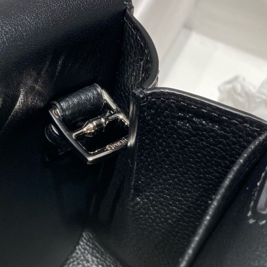 Special Grade Replica Hermes Halzan 25 black clemence bag Clone Sale