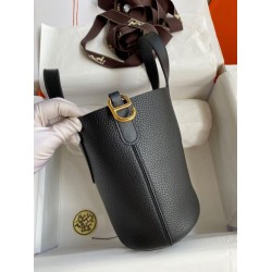 Special Grade Replica Hermes In The Bag Handmade Clemence Loop 18 Bag in Black Clone Sale