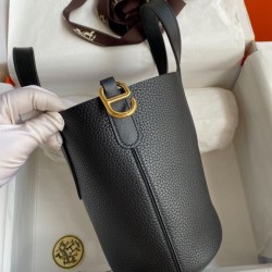 Special Grade Replica Hermes In The Bag Handmade Clemence Loop 18 Bag in Black Clone Sale