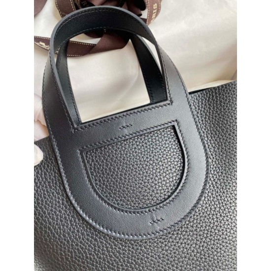 Special Grade Replica Hermes In The Bag Handmade Clemence Loop 18 Bag in Black Clone Sale