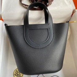 Special Grade Replica Hermes In The Bag Handmade Clemence Loop 18 Bag in Black Clone Sale