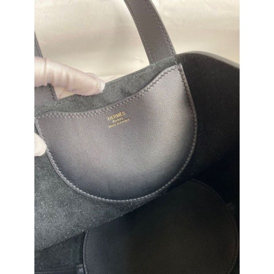 Special Grade Replica Hermes In The Bag Handmade Clemence Loop 18 Bag in Black Clone Sale