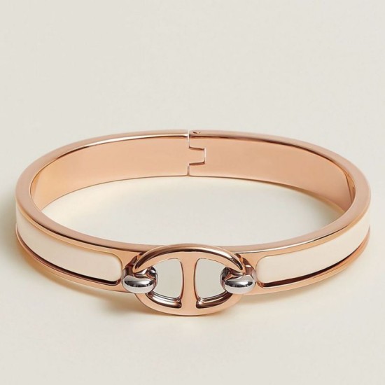 Special Grade Replica Hermes Mini Clic Anchor Chain Bracelet, Cream Clone Sale