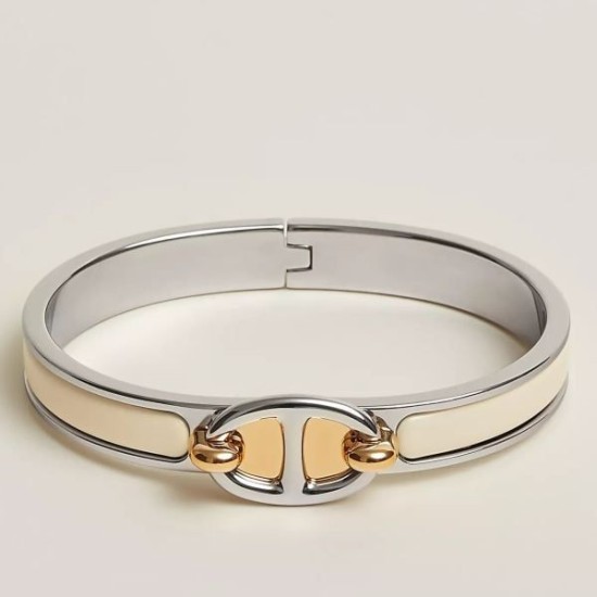 Special Grade Replica Hermes Mini Clic Anchor Chain Bracelet, Cream Clone Sale