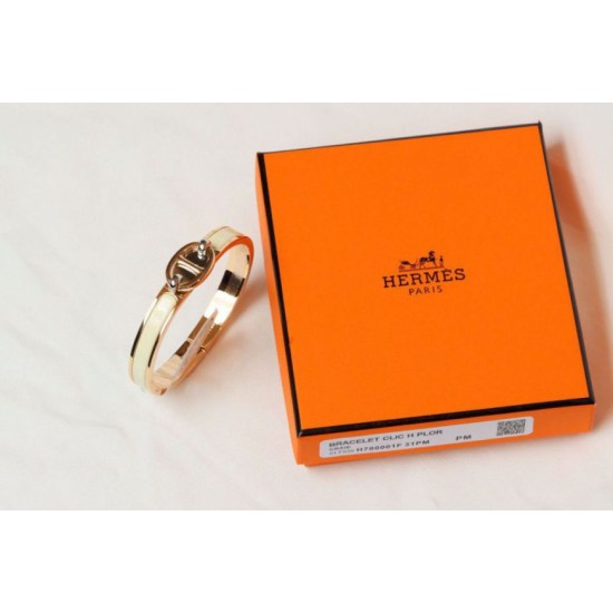 Special Grade Replica Hermes Mini Clic Anchor Chain Bracelet, Cream Clone Sale