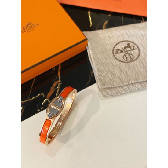 Special Grade Replica Hermes Mini Clic Anchor Chain Bracelet, Orange Clone Sale