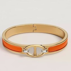 Special Grade Replica Hermes Mini Clic Anchor Chain Bracelet, Orange Clone Sale