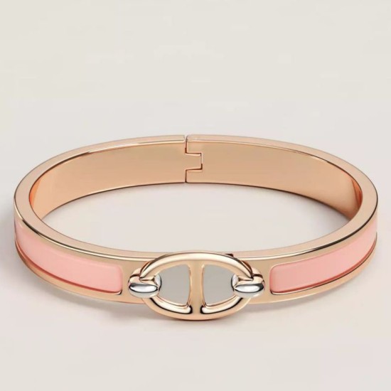 Special Grade Replica Hermes Mini Clic Anchor Chain Bracelet, Pink Clone Sale