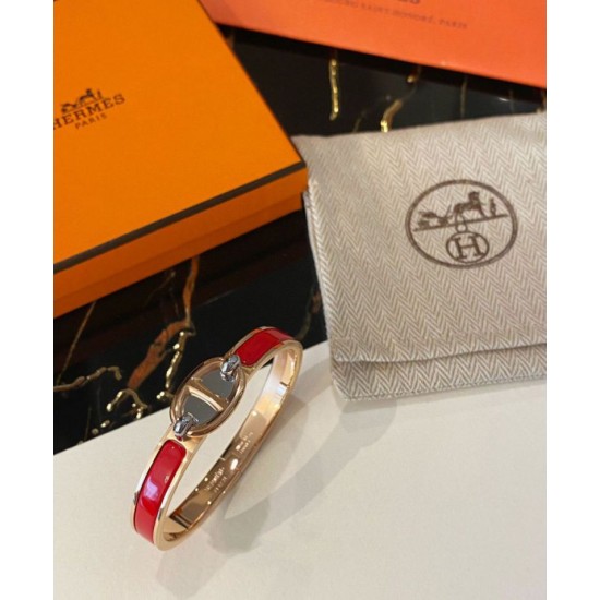 Special Grade Replica Hermes Mini Clic Anchor Chain Bracelet, Red Clone Sale